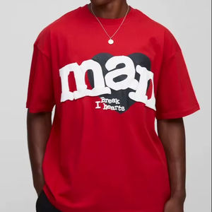 2025 Camiseta de algodón 100% de gran tamaño para hombre 240GSM para estampado de hojaldre personalizado ropa de calle de calidad de costura superior bordado sólido - Product Image 1