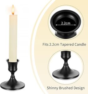 High Quality Handmade Sample Available Holiday Decorative European Metal Iron <b>Black</b> Powder Coating <b>Candlesticks</b> Candle Holder - Product Image 2