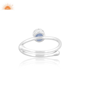 Handmade Blue <b>Opal</b> Gemstone <b>Ring</b> Minimalist Adjustable Women's Birthstone Jewellery Customised by Manufacturer for Gifting - Product Image 4