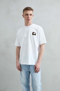 T-Shirt Oversize Bianca 100% Cotone a Maniche Corte - Logo Frontale 'Chasing Waves' con Stampa Grafica Surf, Top Casual Streetwear - Product Image 2