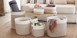 Cesta de Macramé Larga Hecha a Mano, Solución de Almacenamiento Versátil para Lavandería, Ropa, Macetas y Organización del Hogar, de la India - Product Image 4