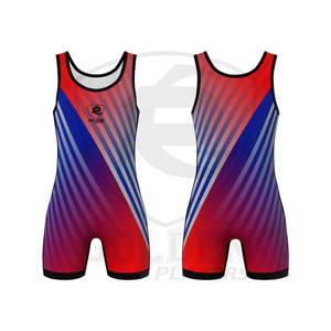 Golden Players Moda Marca Sublimado Color azul/rojo Lucha libre Singlets Logotipo personalizado OEM Impresión Lucha libre Singlets - Product Image 4