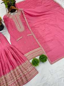 Hot selling Designer Pure Faux Georgette Salwar Kameez <b>Suit</b> with Embroidery and Sequin Work Ready to Wear <b>for</b> Wedding Functions - Product Image 5