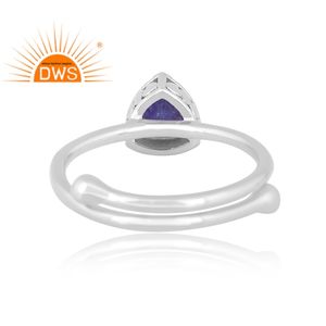 Anillo ajustable de piedras preciosas de tanzanita Natural de plata de ley fina de nuevo diseño, fabricante de joyería personalizada - Product Image 4