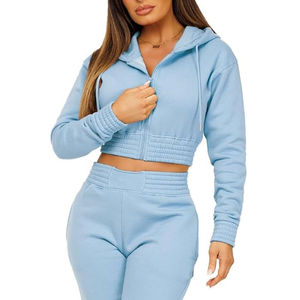 เสื้อฮู้ดซิปครึ่งตัวสำหรับผู้หญิง ผ้าฟลีซผสมโพลีเอสเตอร์และคอตตอน กันน้ำ ระบายอากาศได้ดี น้ำหนักเบา สไตล์ลำลองสำหรับฤดูหนาว รับผลิตตามแบบ ขายส่ง - Product Image 6