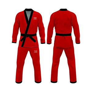 2026 OEM 100% coton Arts martiaux Taekwondo uniforme Logo personnalisé Style court pour le karaté et l'entraînement - Product Image 4