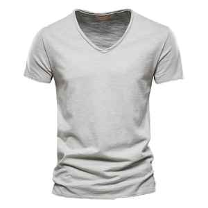 T-shirt uni pour homme 100% coton toile tissu col rond manches courtes grande taille respirant écologique couleur personnalisée - Product Image 3