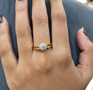 Anillo de Compromiso con Diamante Cultivado en Laboratorio de Corte Redondo de 0.40 Ct, Anillo de Oro Amarillo Sólido de 10K/14K/18K para Mujer, Estilo Vintage - Product Image 4
