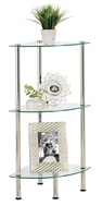 Étagère de sol en métal de forme rectangulaire en laiton AK en argent fini ensemble de 2 avec étagère utilitaire à 3 niveaux pour la décoration intérieure