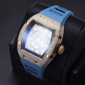 Montre mécanique automatique de luxe au design moderne, faite à la main, avec cadran en verre serti de diamants Moissanite VVS, bijoux en perles noires, boîtier en argent - Product Image 3