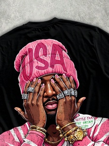 T-shirt en coton à col rond, service d'impression personnalisée, t-shirt vierge de haute qualité, streetwear décontracté, t-shirts pour hommes - Product Image 2