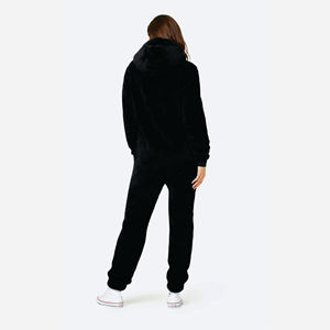 100% Polyester Soft &amp; Stretchy Fleece Fabric Two Way Quality Zipper Unisex Black Puppy Jumpsuit - Product Image 3