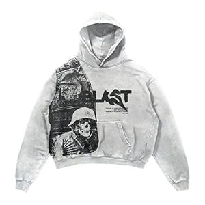 Sudadera con capucha lavada con ácido retro para marcas, lavada con ácido de peso pesado Sudadera con capucha, sudadera con corte cuadrado 500GSM con bolsillo de canguro - Product Image 6