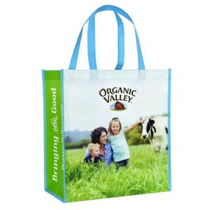 Bolsa de compras reutilizable promocional personalizada, grande, de tela RPET, con asas de polipropileno, bolsa de compras impresa personalizada - Product Image 1
