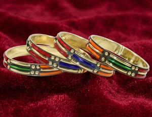 Glass <b>Bangles</b> India Fashion <b>Bangles</b> Glass with Metal <b>Bangle</b> <b>Set</b> Fashion Jewelry & Accessories for Women and Girls - Product Image 1