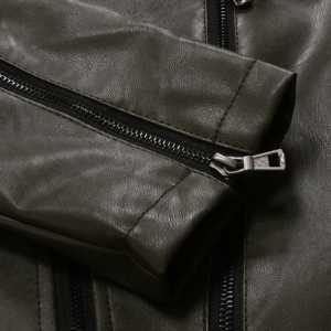 Chaqueta de bombardero de cuero Formal para hombre Cuero genuino Cremallera Cuello alto Logotipo frontal Primavera Impermeable al aire libre - Product Image 6