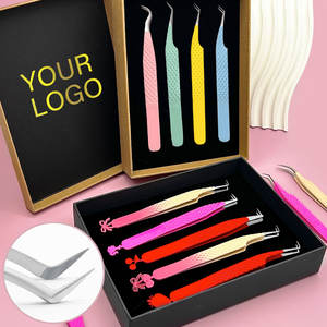 Professional Stainless Steel Eyelash Bottom Grip Tweezers with Textured Design Durable & Anti-Static - Product Image 2