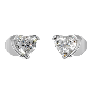 Boucles d'oreilles clous en moissanite cœur 0,7 ct, or 14 carats, quatre griffes, bijoux de luxe pour femme, pour mariage, anniversaire, fête, cadeau - Product Image 1