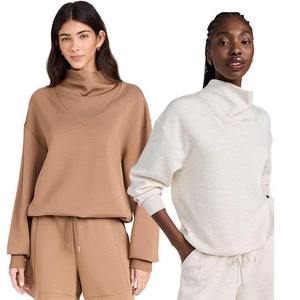 Soft Fleece <b>Ladies</b> <b>Black</b> Pullover <b>Sweatshirt</b> Knitted Crewneck Drop Shoulder Eco Friendly Casual Cotton Streetwear - Product Image 1