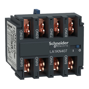 Connettore TeSys K-Faston SCHNEIDER ELECTRIC LA1KN407, Blocco di Contatti Ausiliari 4 NO per Contattori - Product Image 1