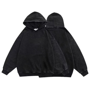 Sweat-shirt à capuche pour homme, style streetwear vintage, lavage à l'acide, tissu en molleton français, sweat-shirt lavé - Product Image 1