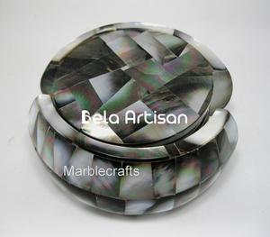 Juego de Posavasos de Resina con Incrustaciones de Madreperla, Diseño Personalizable, Ligeros, Decorativos para Té y Hogar - Product Image 3