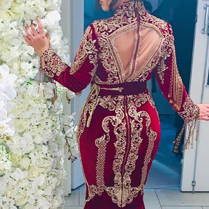 NEWLY STYLISH---EVENING CAFTAN DRESS WITH HEAVY EMBROIDERY OF DABKA, CRYSTAL GLASS BEADS,GLASS STONE WORK FOR WEDDING @ 2022 - Product Image 1