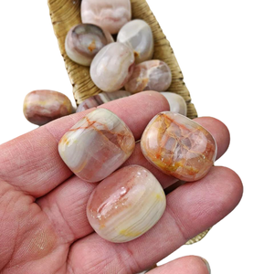 Caída de ónix rosa con bandas, piedra de ónix Rosa natural, piedra de caída de ónix - Product Image 4