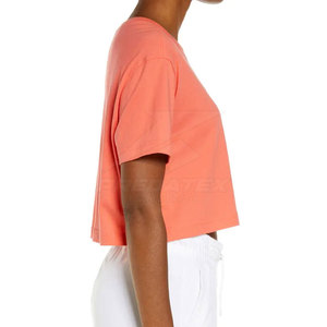 Haut court décontracté à manches courtes pour femmes 100% coton respirant et facile à assortir à n'importe quelle tenue Design en matériau doux - Product Image 4