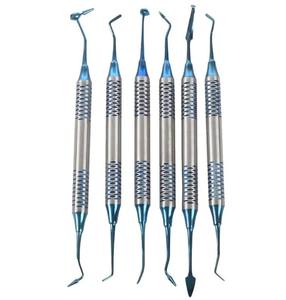 6 uds instrumentos de relleno de resina compuesta Dental espátula cabeza chapada en titanio relleno mango grueso juego de restauración conjunto de herramientas dentales - Product Image 5