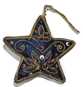 Elegante estrella dorada adorno de Navidad cuentas irrompibles adorno hecho a mano para árbol de vacaciones decoración bordada de lujo - Product Image 4