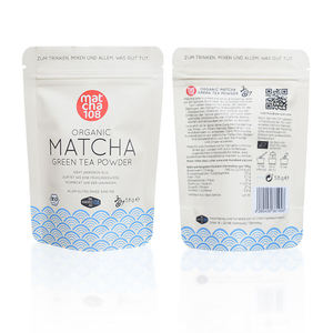 Green Tea Glossy Stand Up <b>Pouch</b> <b>with</b> <b>Zip</b> & Tear Notch - Heavy Duty Laminated, Food Grade, Bulk & Retail Packaging, Vietnam - Product Image 3