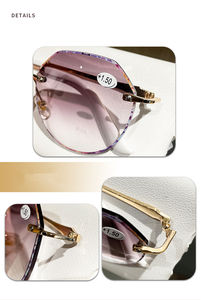 نظارات قراءة معدنية بيضاوية جديدة نظارات قراءة ثلاثية الأبعاد من الدانتيل بدون إطار نظارات قراءة بدون ذراع نظارات قراءة بدون إطار للنساء بالجملة - Product Image 6