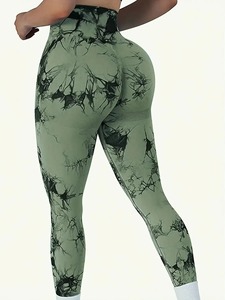 Pantalons de yoga de fitness pour femmes, sans couture, effet fessier de pêche, taille haute, extensible, fermeture élastique, respirant, imperméable, anti-boulochage - Product Image 4