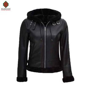 Women's <b>Fur</b> <b>Trim</b> Shearling Leather Bomber Jacket Casual Vintage Style Winter Fall Jacket Christmas Present - Product Image 5