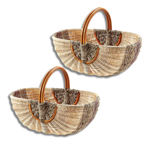 CESTA DE COSECHA DE RATÁN tejida de estilo rústico CESTA DE PICNIC de Vietnam con asas para un fácil transporte y almacenamiento - Product Image 1