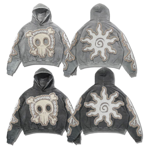 Sudadera con Capucha para Hombre, Estilo Desgastado, con Logotipo Personalizado Bordado, Nueva Llegada, Algodón Básico Mezclado, Buena Calidad, Precio Económico - Product Image 1