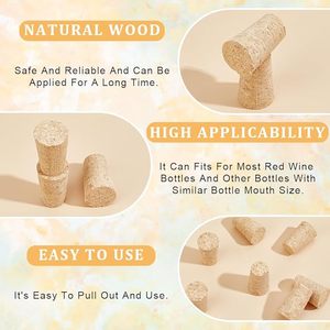 Tapón de botella de vino de madera de corcho cónico natural Tapa de repuesto de madera blanda para bebidas y botellas de cerveza - Product Image 1