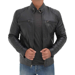 Chaquetas de Invierno de Cuero para Hombre, Corte Ajustado, con Cuello Alto, Diseño Personalizable - Product Image 3