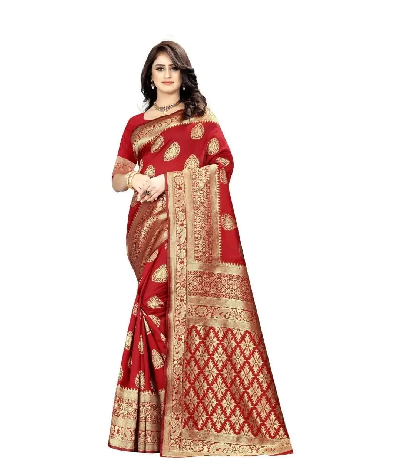 Ultimo sari di seta Banarasi fantasia stile indiano e pakistano per le donne matrimonio e festa indossare sequenza lavoro Georgette sari