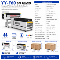 Impresora DTF de 60 cm de Fábrica YONGYUAN con 6 Cabezales I3200, Agitador de Polvo y Secador, Suministro OEM B2B para Empresas de Impresión