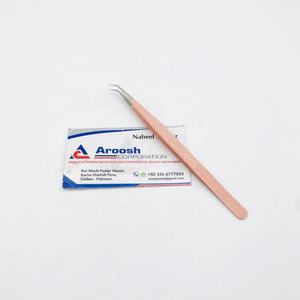 คีมหนีบขนตาสแตนเลสเคลือบพีชติดเพชรปลายเงิน45องศาชนิดทนทานและแหลม - Product Image 5