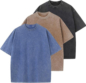 2025 alta calidad 300gms 100% algodón lavado ácido diseño desteñido pintura en aerosol personalizado calle Vintage camiseta desgastada para hombres - Product Image 6