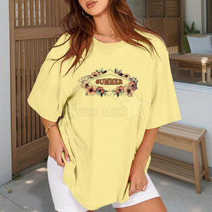 Cómoda camiseta de gran tamaño para mujer, de lona, holgada, transpirable, ligera, informal, elegante, para uso diario - Product Image 4