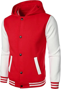 Veste universitaire de sport décontractée pour hommes manteau Letterman à capuche à la mode avec col montant veste à motif enduit pour hommes vente en gros - Product Image 2