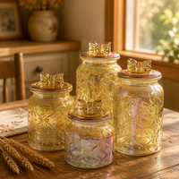 Pot en verre avec motif nœud papillon en relief pour rangement de cuisine, OEM/ODM disponible, personnalisation du motif et de l'emballage prises en charge