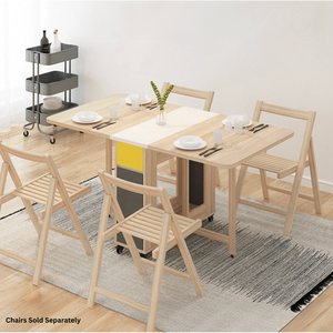 Table à manger pliante Lecce style moderne 1,4 m, ensemble de table à manger en bois et pierre frittée, table à manger en marbre assemblée, idéale pour la cuisine - Product Image 1