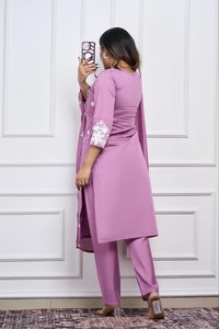 Ensemble Salwar Kameez Kurti Pent Dupatta en soie jacquard Dola traditionnelle, nouvelle conception, séchage rapide, pour les fêtes, toutes saisons, coupe classique - Product Image 4