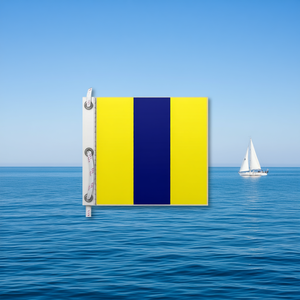 Bandera de señalización náutica número 8, 60x50 cm, rayas verticales amarillas y azules - Product Image 2