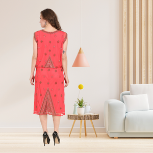 Robe de soirée de créateur faite à la main pour femmes Robe midi sans manches élégante ornée de vêtements de mode en gros pour les fêtes - Product Image 2